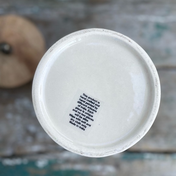 Kitchen Artisan Ceramic Canister Wood Lid Poshmark